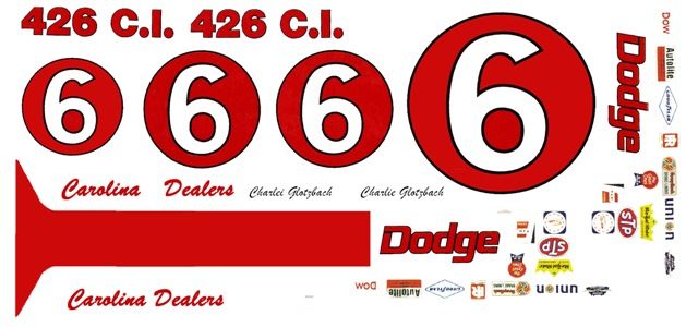   Glotzbach Carolina DODGE Dealers 1966 Dodge Charger 1/24 25 Decals