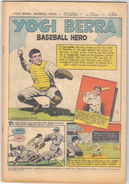 Yogi Berra Baseball Comic Book, Fawcett 1951 Coverless  