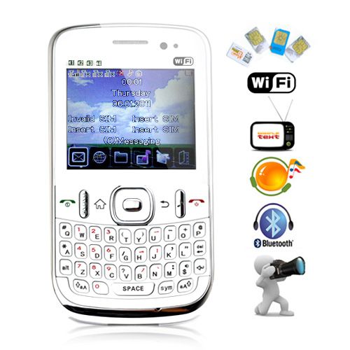 Quad/4 Sim 4 Band Qwerty TV WIFI Mobile Cell phone L1 W  