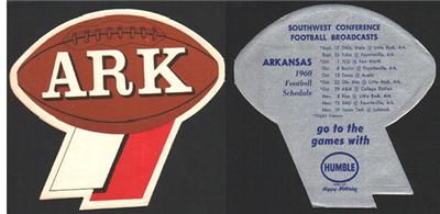 1960 Arkansas Razorbacks Humble Oil Football Schedule  