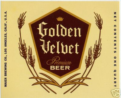 Golden Velvet Premium Beer Maier Brewing Co. Beer Label  