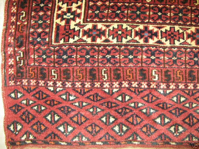 Antique Teke Bokhara Hand Knotted Wool Rug 4 x 5 6  