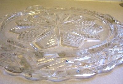 Vintage Glass Cake Plate Starburst Design  