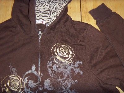 WOMENS HOODIE Sweatshirt BIG FLIRT Brown ZIP UP SIze 1X Plus Size Item 
