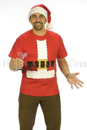 Santa Claus Funny Christmas Adult T Shirt and Hat  
