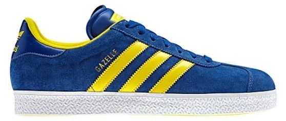 New Adidas Originals Mens GAZELLE 2 Blue Yellow Shoes Retro Running 