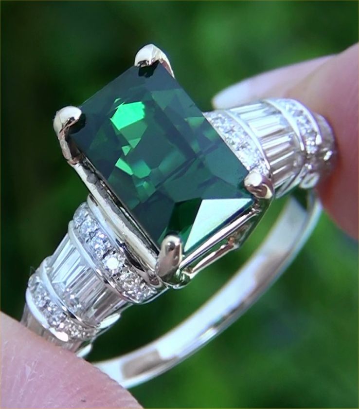Estate 6.56ct Natural Chrome Green Tourmaline Diamond Vintage Ring 14k 