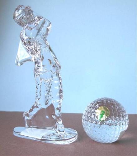 Waterford Golfer & Golf Ball Duo Crystal Ireland New  