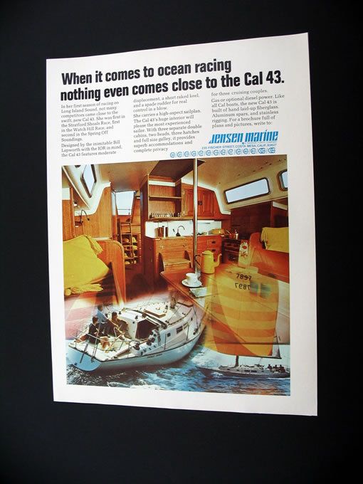 Jensen Marine Cal 43 Sailboat Yacht boat 1971 print Ad  