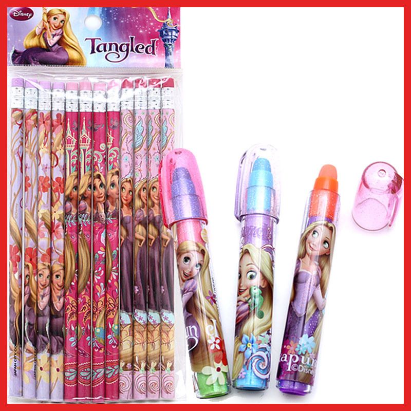   Princess Tangled Rapunzel Pencil Fragrance Eraser 15pc Stationery Set