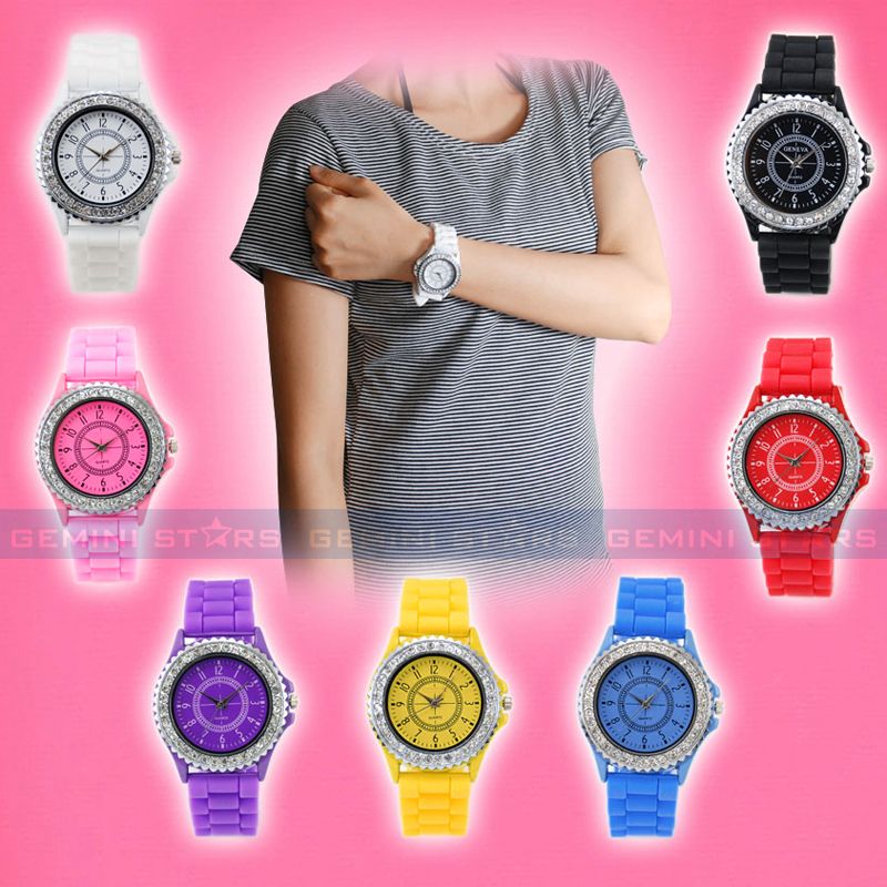 Fruity Color Gel Silicone Crystal Unisex Watch Lot of 7  