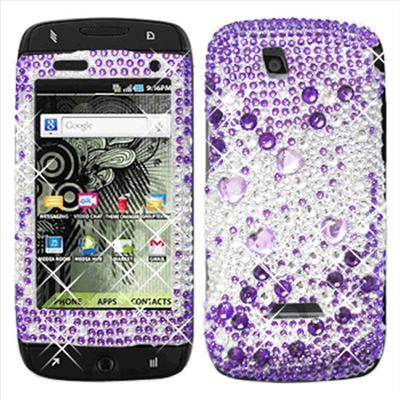 Purple Heart Bling Case for Samsung SideKick 4G T839+SP  