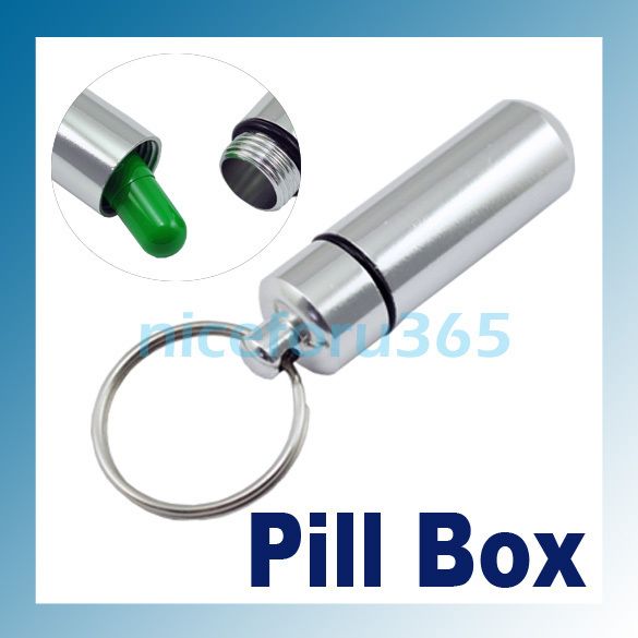 Mini Pill Box Case Waterproof Aluminum Bottle Cache Drug Holder 