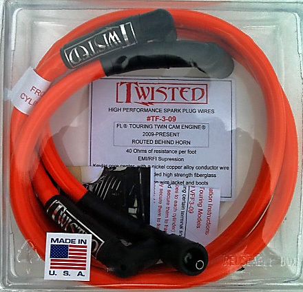 TWISTED 12mm SPARK PLUG WIRES HARLEY TOURING ROAD KING FLHR FLHRS 2009 