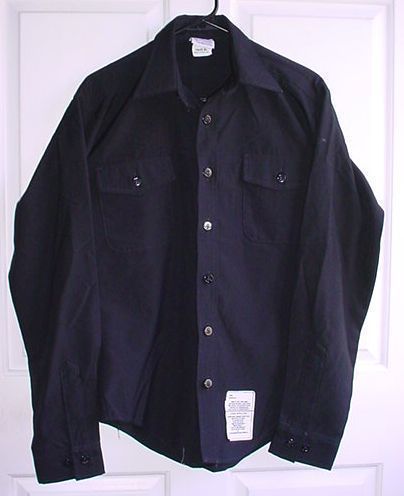 USN US Navy Black Service Shirt with Anchor Buttons Size 15 x 35 Naval 