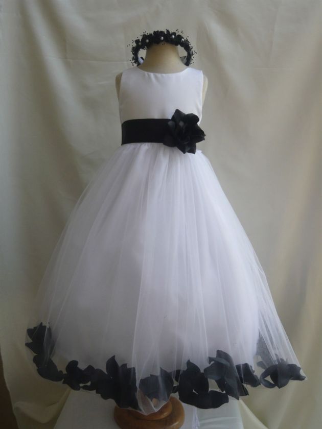   BLACK TODDLER WEDDING PARTY FLOWER GIRL DRESS SM L XL 2 4 6 8 10 12 14