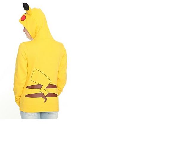   XL 2XL Pikachu Ears & Tail HOODIE Sweater ANIME Nintendo FLAW  