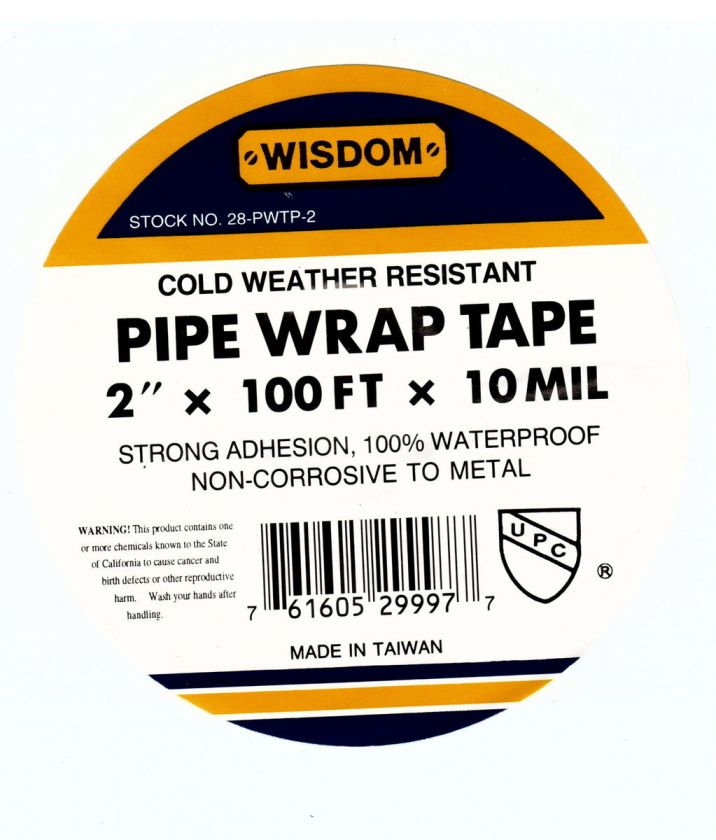   100 x 10 mil Pipe Wrap Tape/ UPC Approved PVC Pipe Wrapping Tape